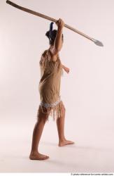 Woman Young Average Black Fighting with spear Standing poses Casual